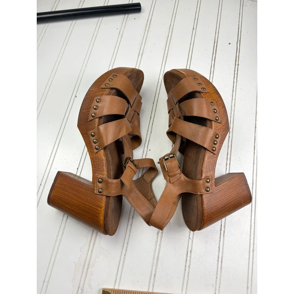 White Mountain Vintage Y2K Bohemian Cork Wedge Studded Sandals Women's Size 11M